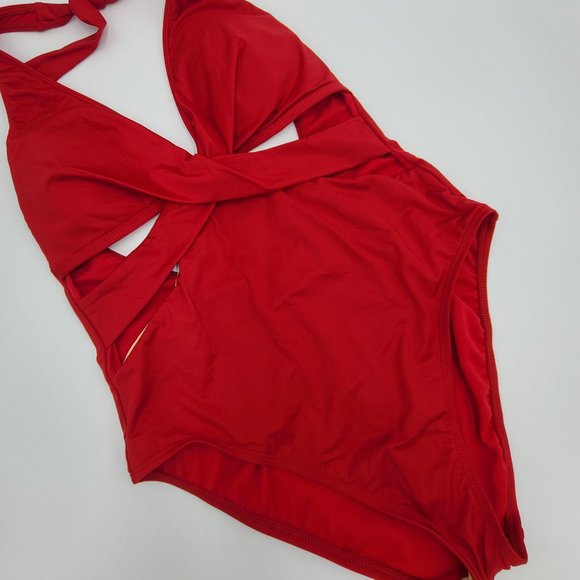 NWT Red Kenneth Cole Core Power Cutout Swimsuit, L - Picture 4 of 9